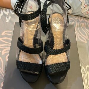 Vince camuto black wedges. Excellent condition. Size 7.5